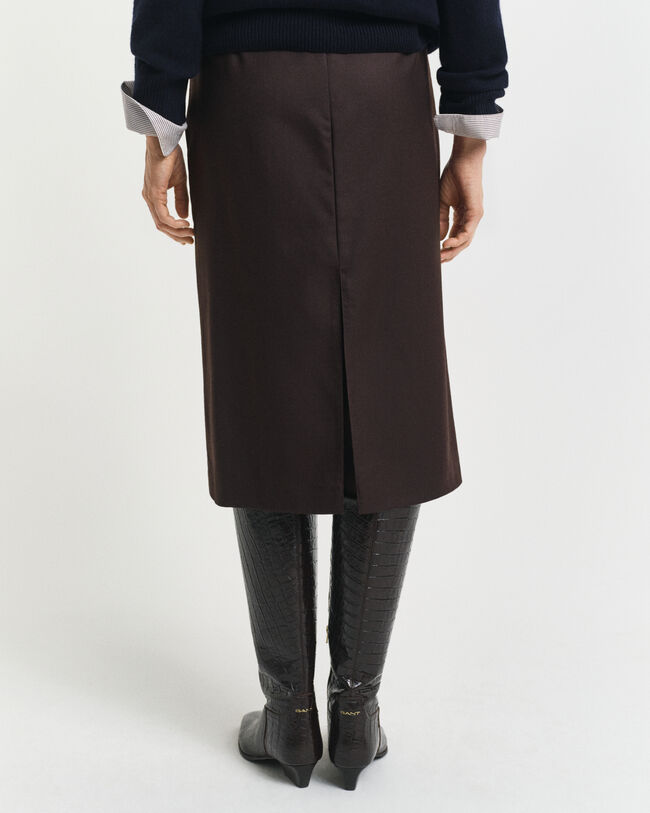 Wool Blend Midi Pencil Skirt