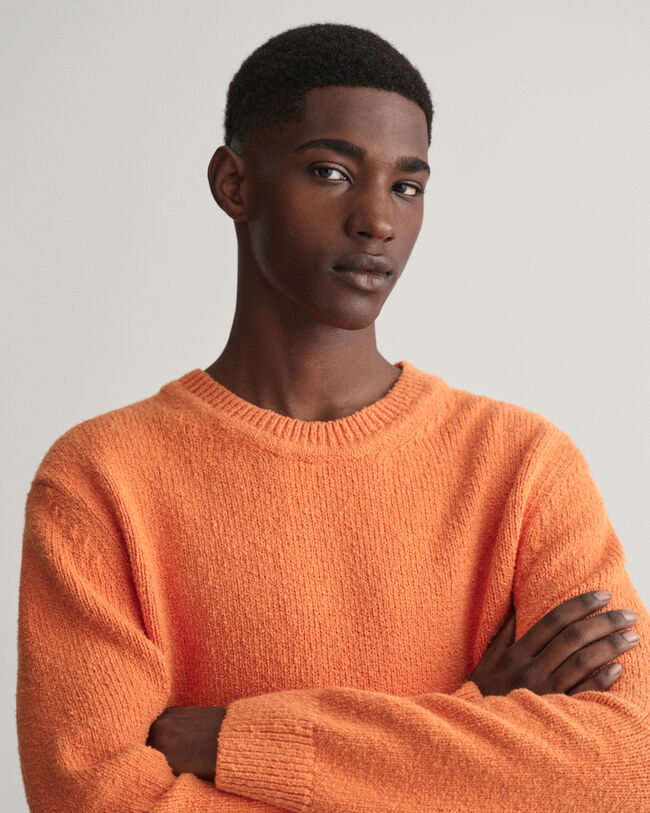 Boucl&eacute; Knit Crew Neck Sweater
