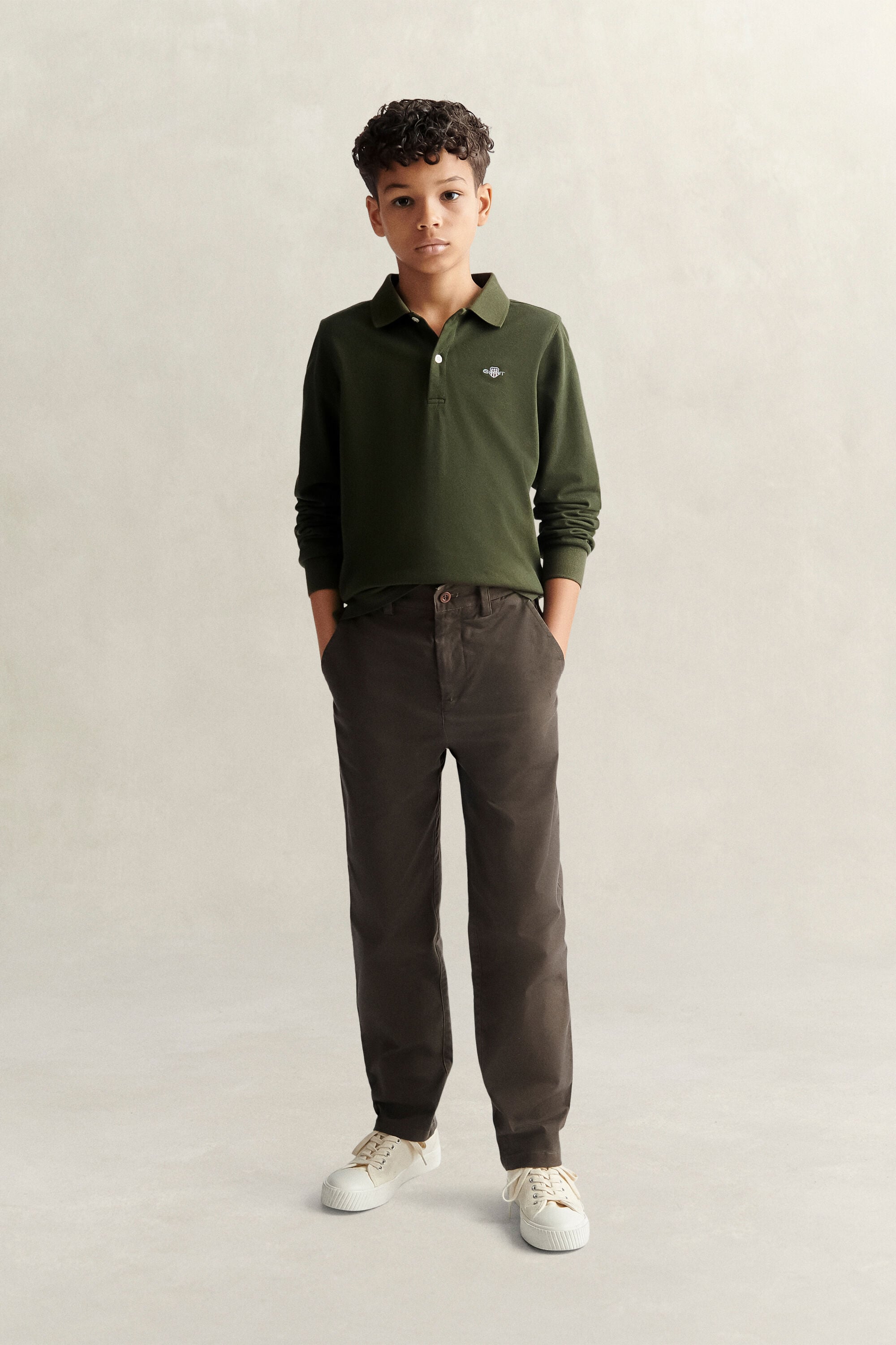 Teen Boys Shield Long Sleeve Polo Shirt