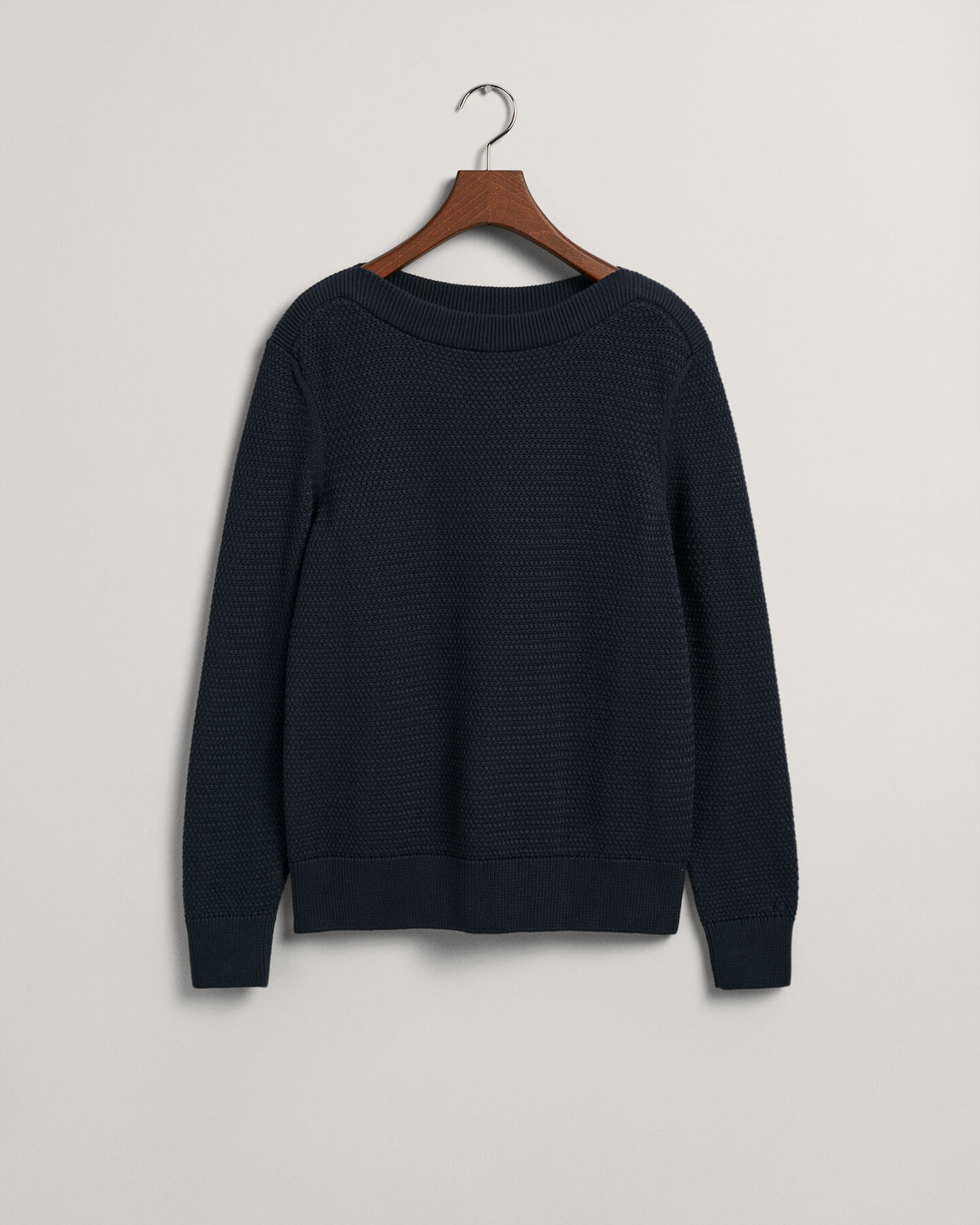 Textured Cotton Boat Neck Sweater