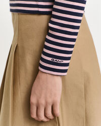 Striped Rib Long Sleeve Turtleneck Top