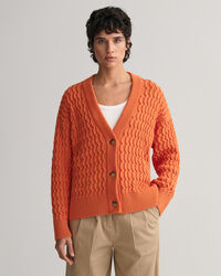 Textured Cotton V-Neck Cardigan