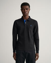 Contrast Collar Piqu&eacute; Long Sleeve Rugger