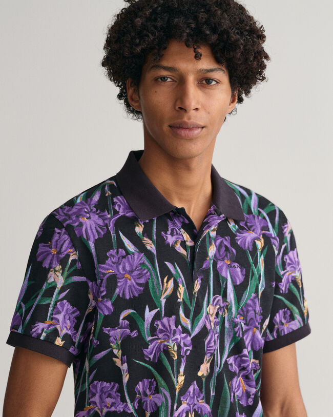 Iris Print Piqu&eacute; Polo Shirt