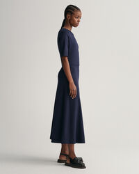 Flared Short Sleeve Crew Neck Dress