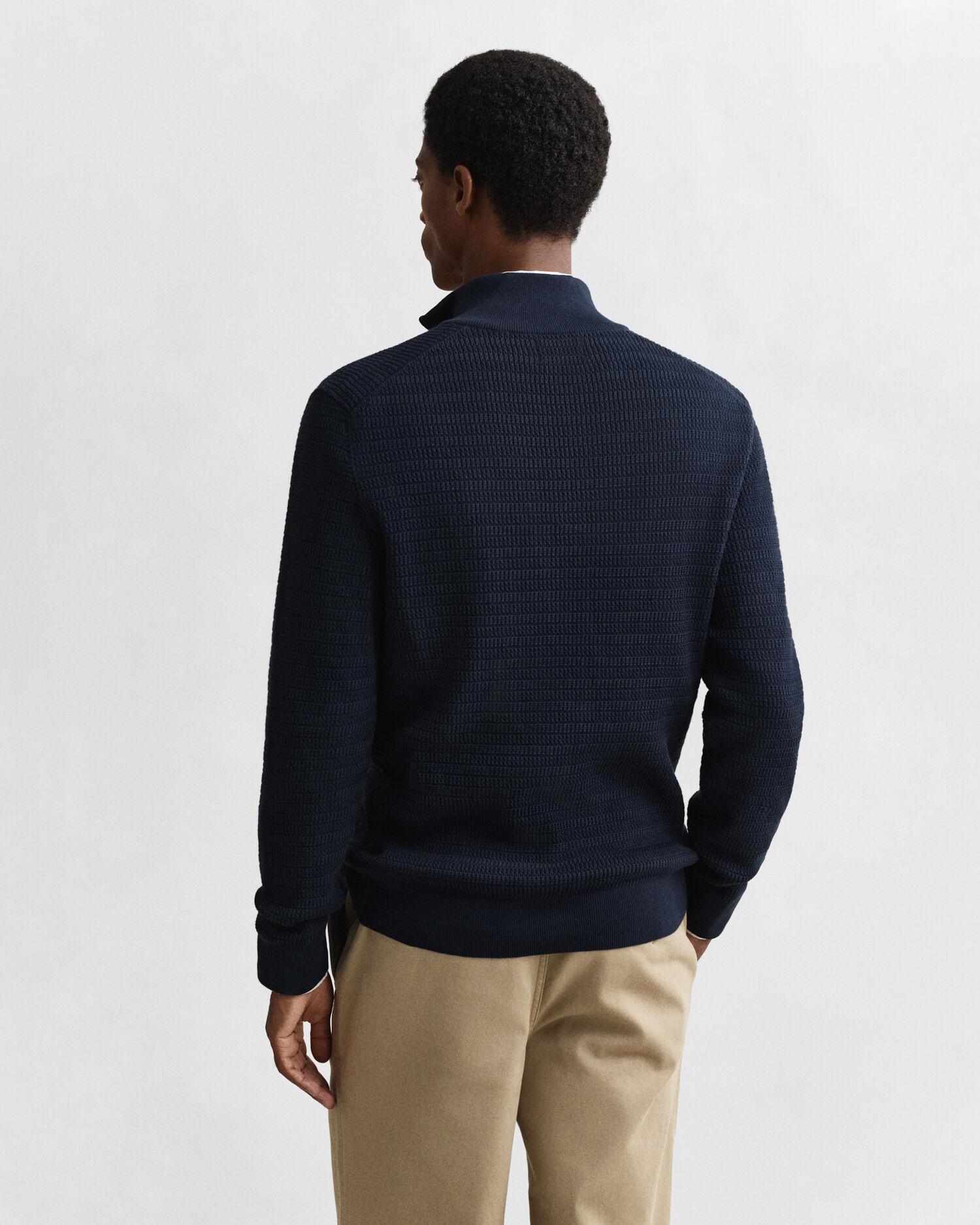 Mini Cable Knit Half-Zip Sweater — EVENING BLUE