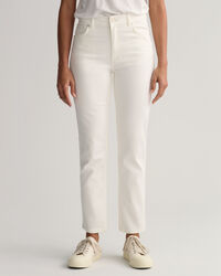 White Cropped Slim Fit Jeans