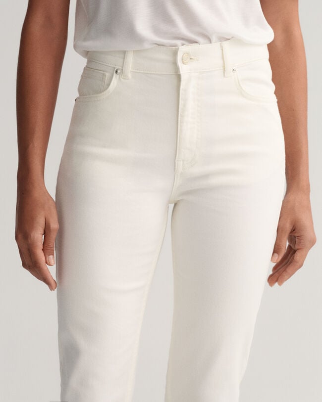 White Cropped Slim Fit Jeans