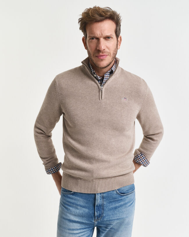 Casual Cotton Half-Zip Sweater