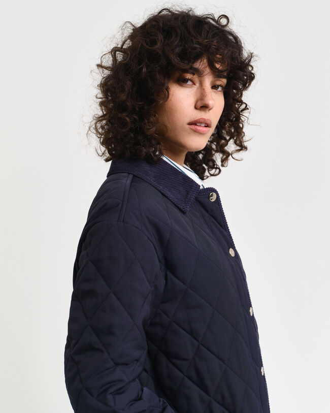 Quilted Corduroy Detailed Coat
