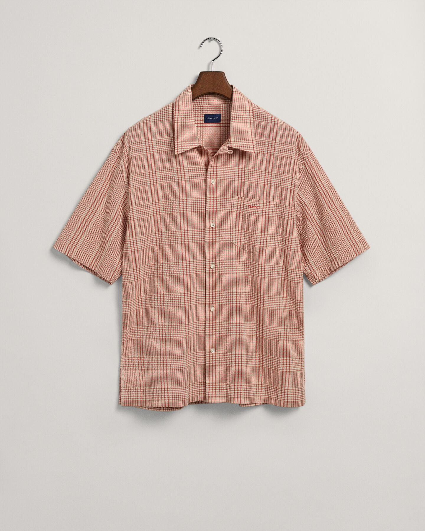 Relaxed Fit Check Seersucker Short Sleeve Shirt