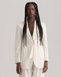 Pinstripe Belted Blazer