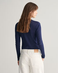 Ribbed Long Sleeve Henley T-Shirt