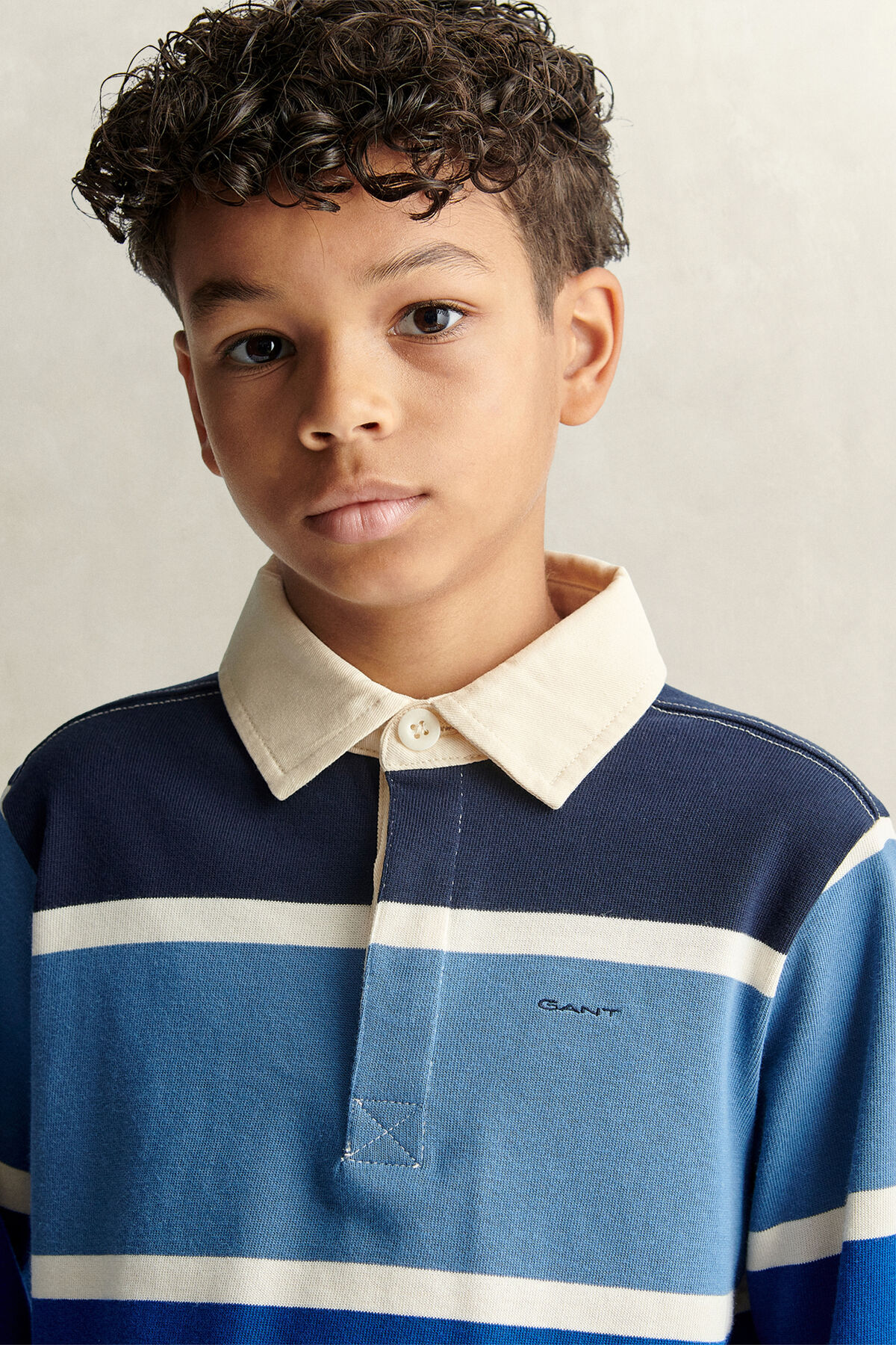 Teen Boys Striped Graphic Rugger — EVENING BLUE