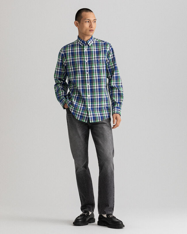 Regular Fit Washed Poplin Check Shirt