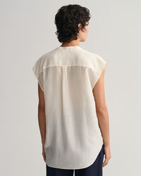 Stand Collar Sleeveless Blouse
