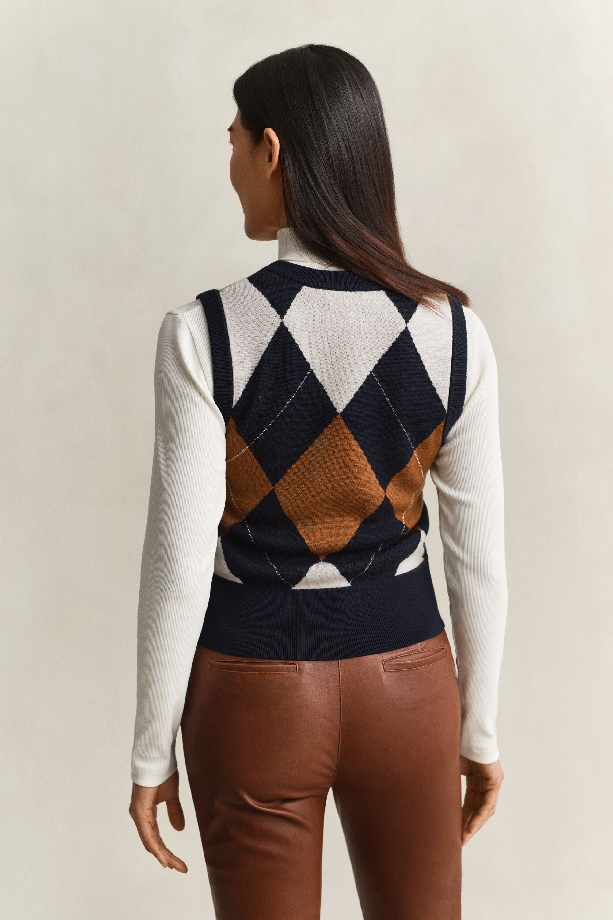 Knitted Wool Argyle Vest