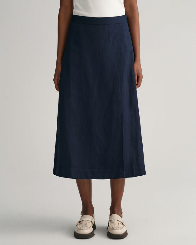 Linen Viscose Midi Skirt