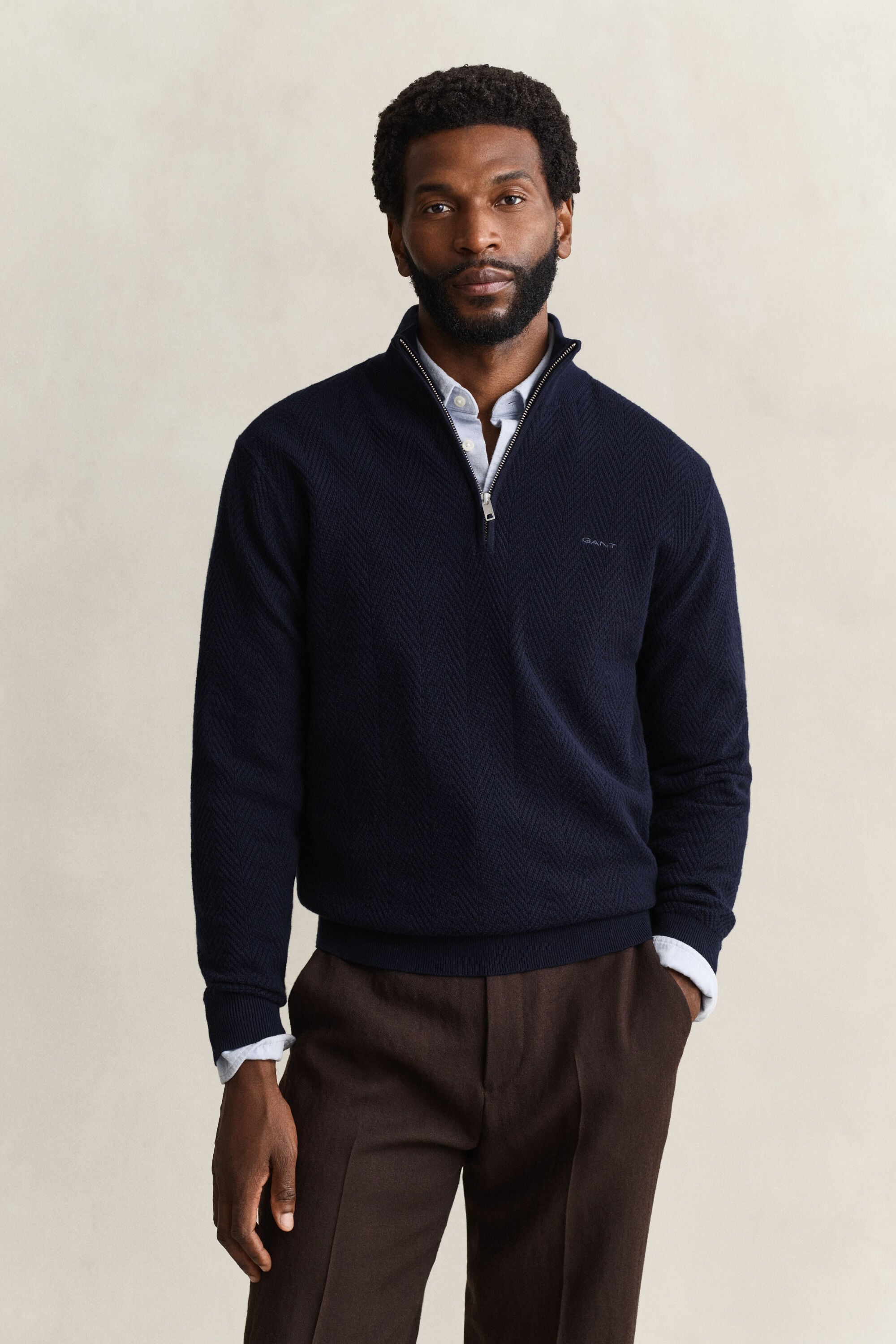 Herringbone Half-Zip Sweater