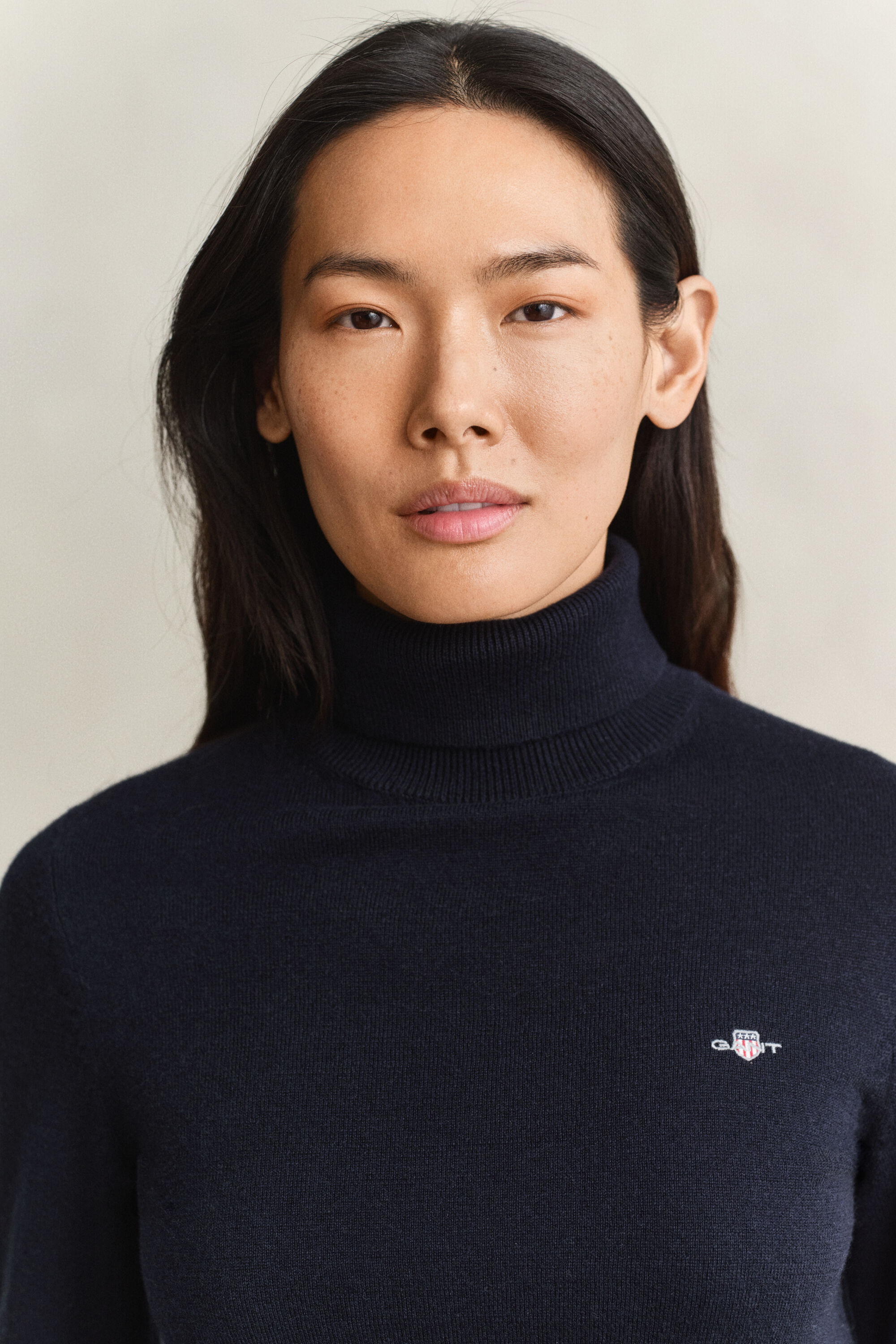 Wool Cotton Turtleneck Sweater — EVENING BLUE