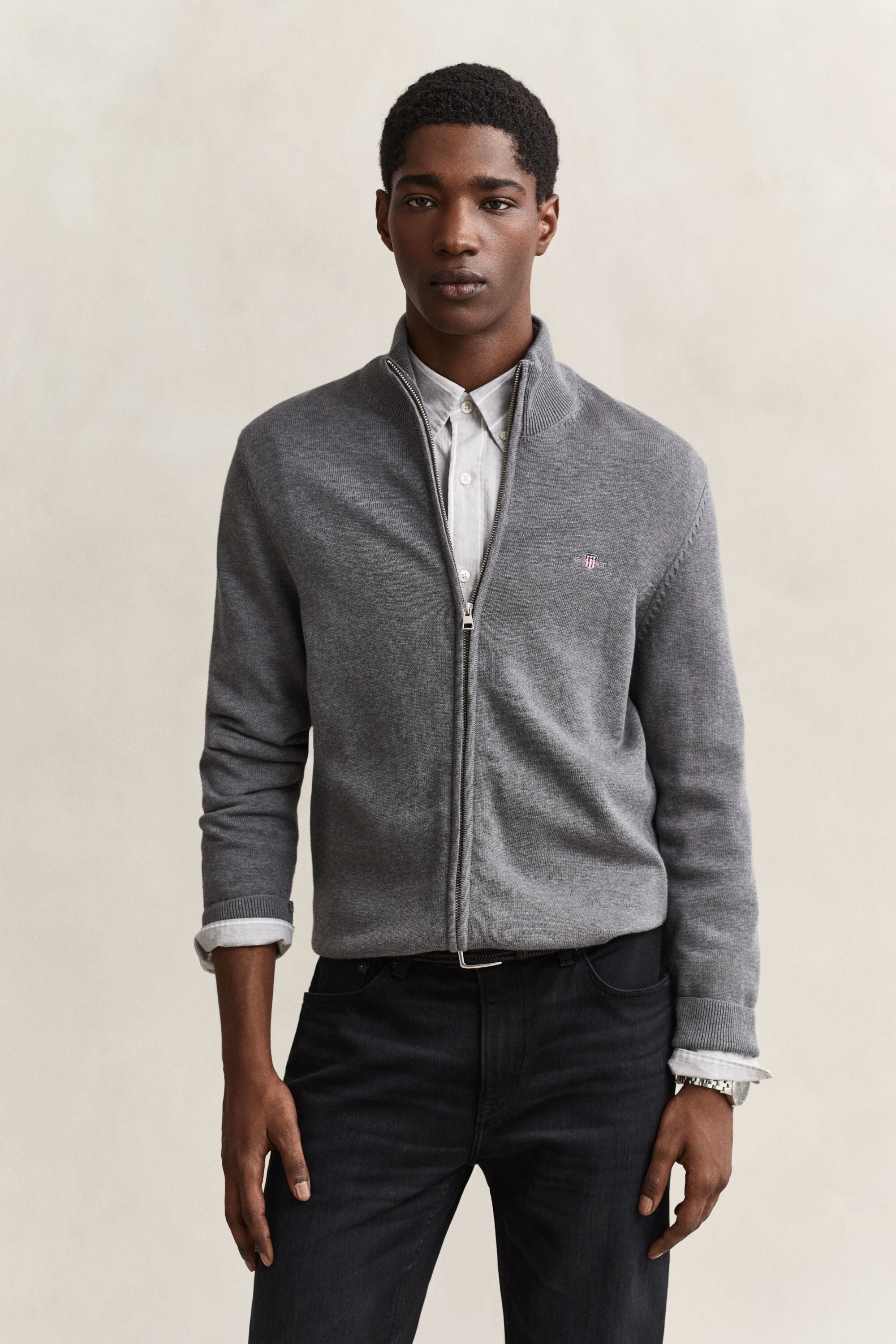 Casual Cotton Zip Cardigan