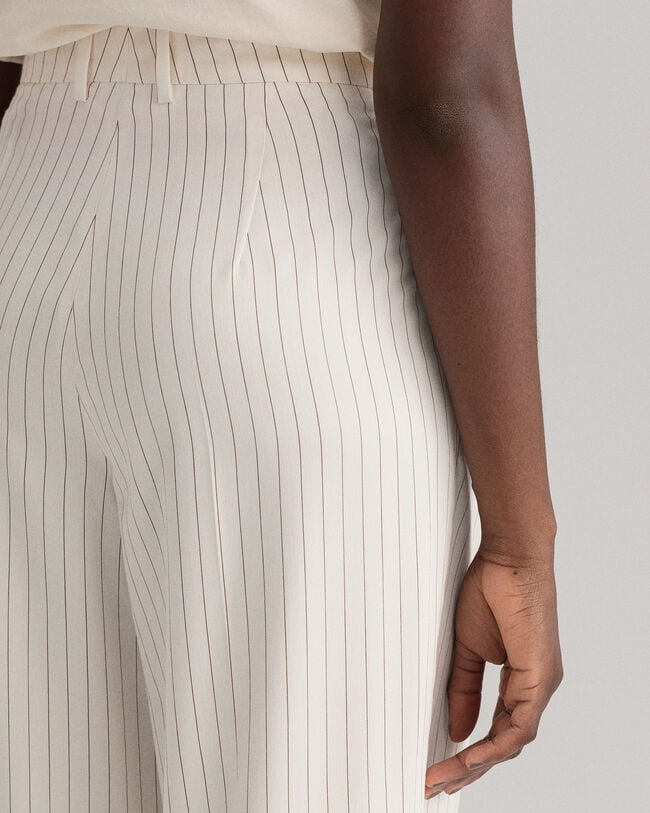 Wide Leg Pleated Pinstripe Pants
