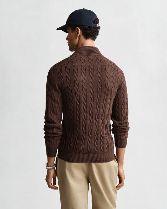 Cotton Cable Knit Half-Zip Sweater
