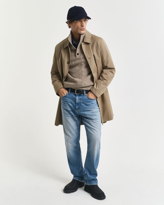 Wool Blend Nepps Half-Buttoned Sweater