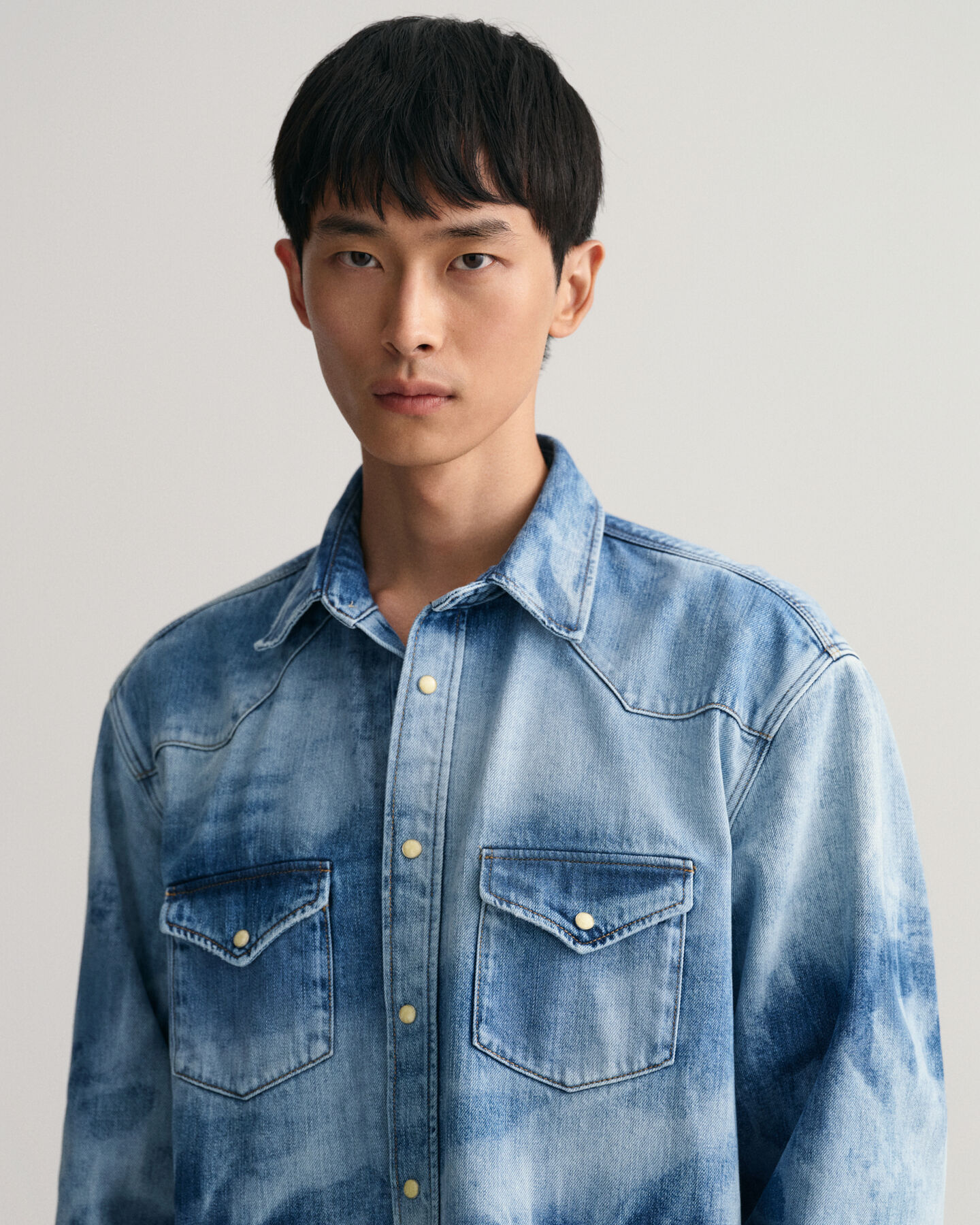 Relaxed Fit Bleach Wash Western Shirt