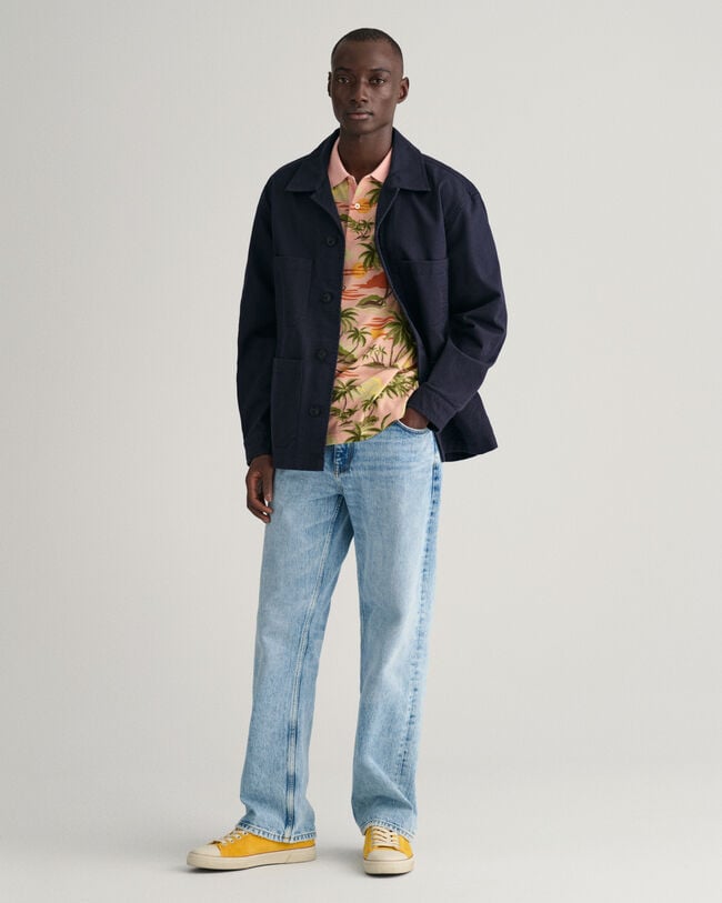 Hawaiian Print Polo Shirt