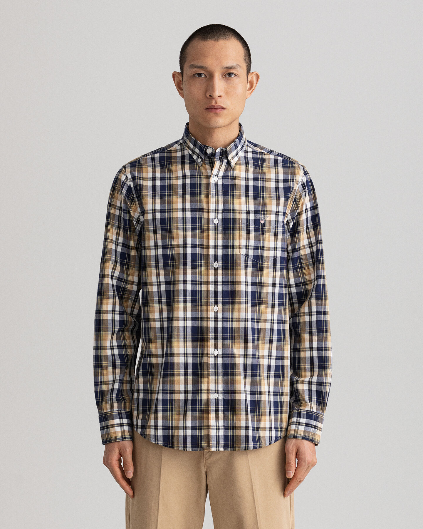 Regular Fit Washed Poplin Check Shirt
