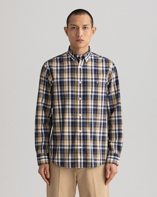 Regular Fit Washed Poplin Check Shirt