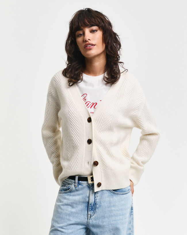 Herringbone V-Neck Cardigan