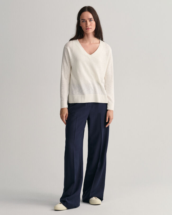 Linen Blend V-Neck Sweater