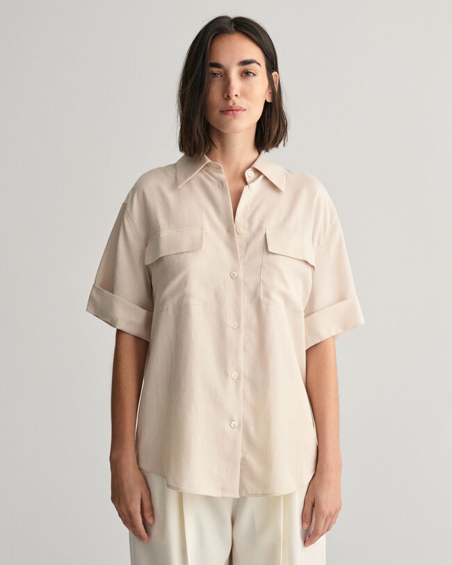 Relaxed Fit Pocket Detail Short Sleeve Shirt