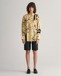 Oversized Line Drawing Silk Shirt