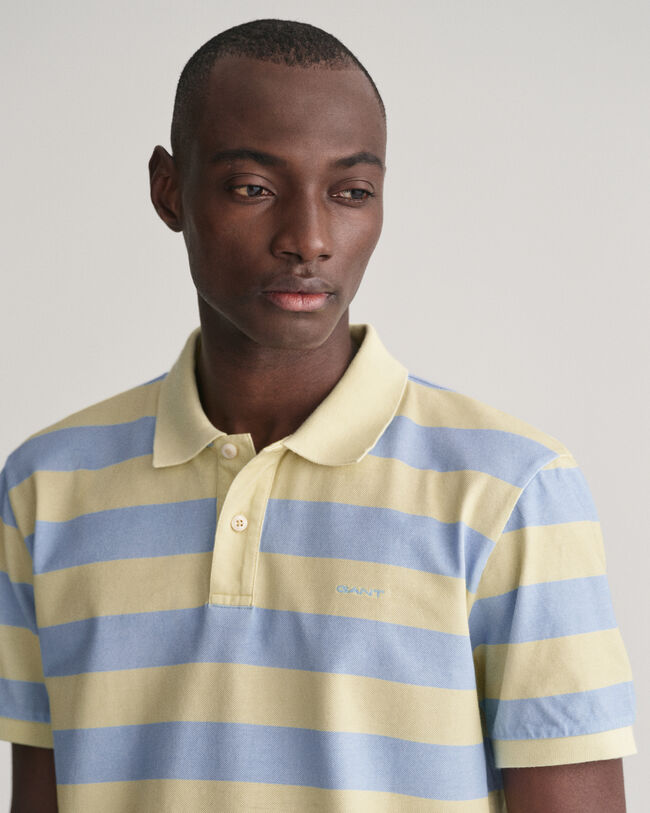 Striped Heavy Washed Polo Shirt