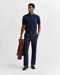 Extra Fine Merino Wool Short Sleeve Polo Sweater