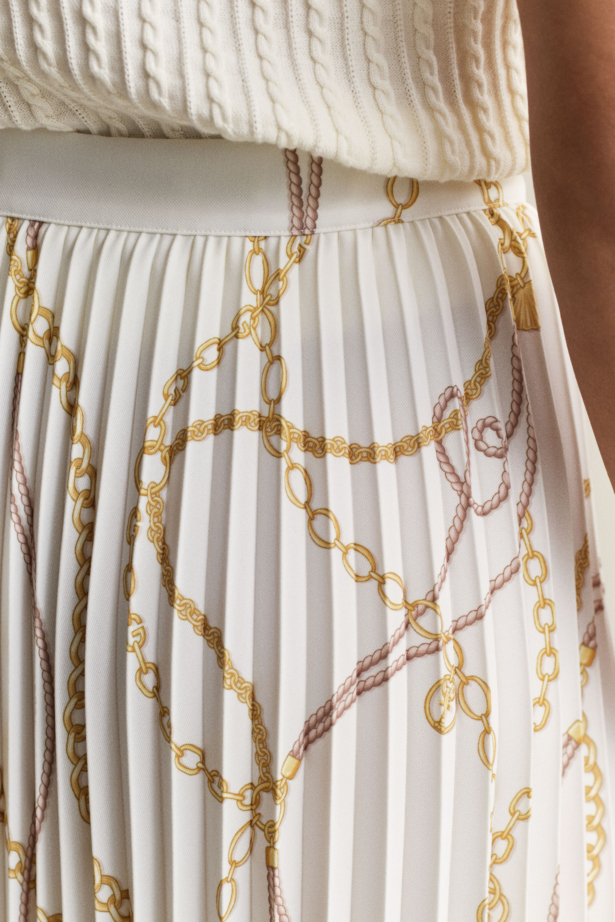 Printed Pleated Midi Skirt