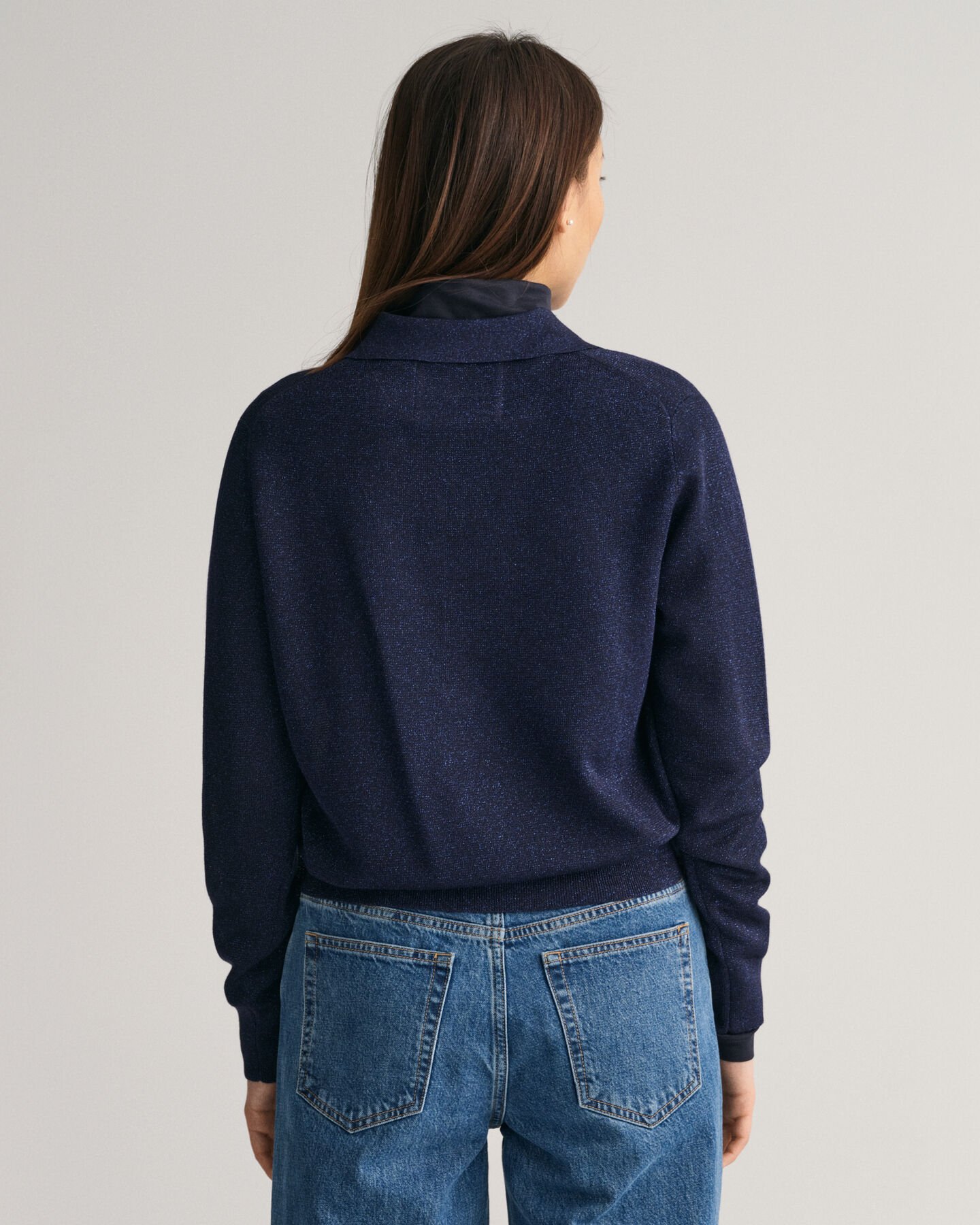 Metallic Polo Sweater