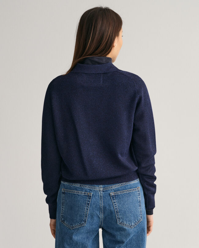 Metallic Polo Sweater
