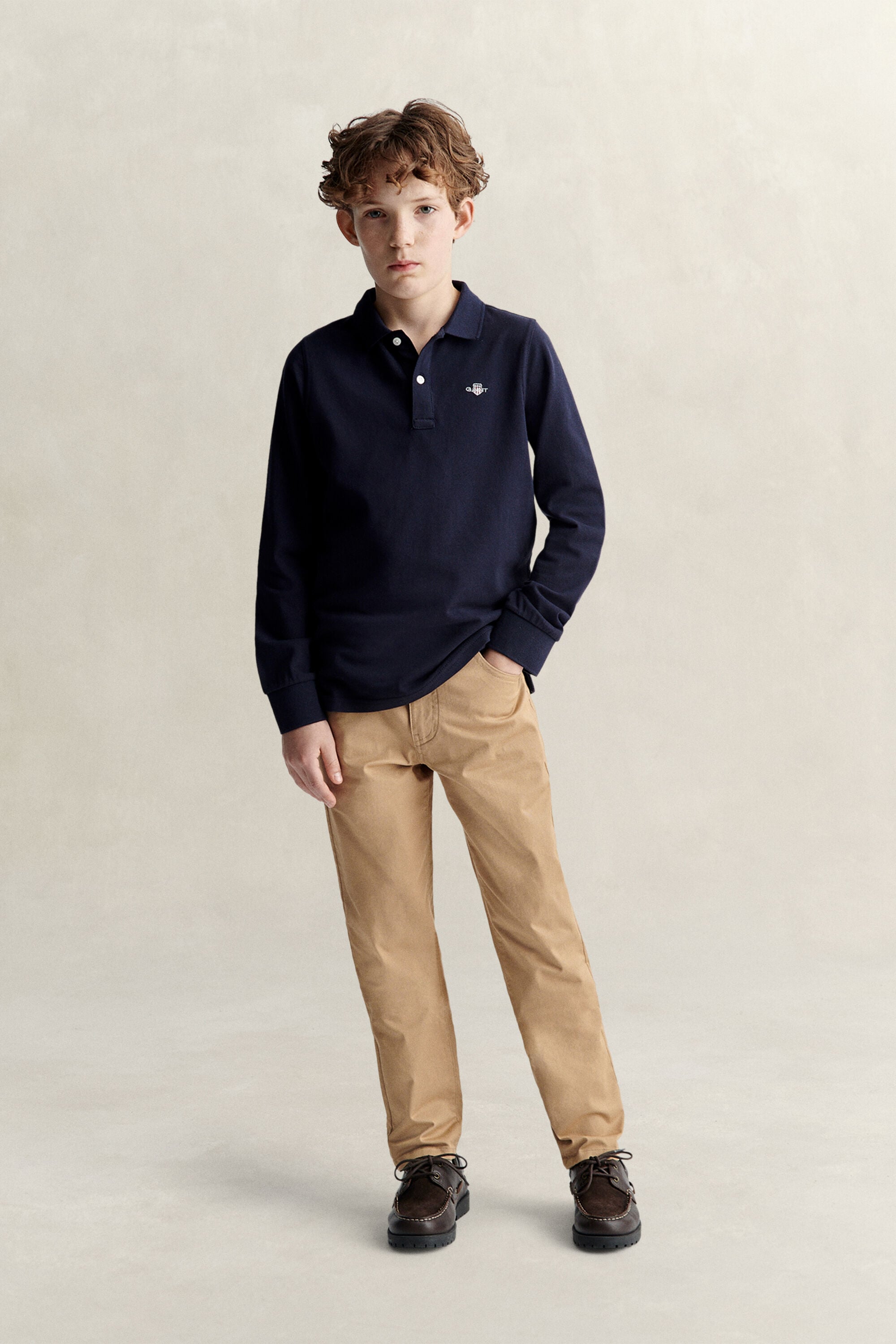 Teen Boys Shield Long Sleeve Polo Shirt