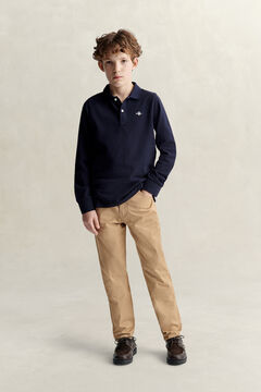 Teen Boys Shield Long Sleeve Polo Shirt — EVENING BLUE 6