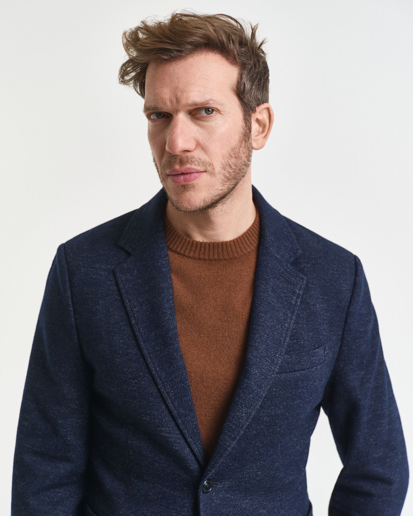 Two-Tone Wool Cotton Jersey Blazer