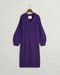 Ribbed Wool V-Neck Dress