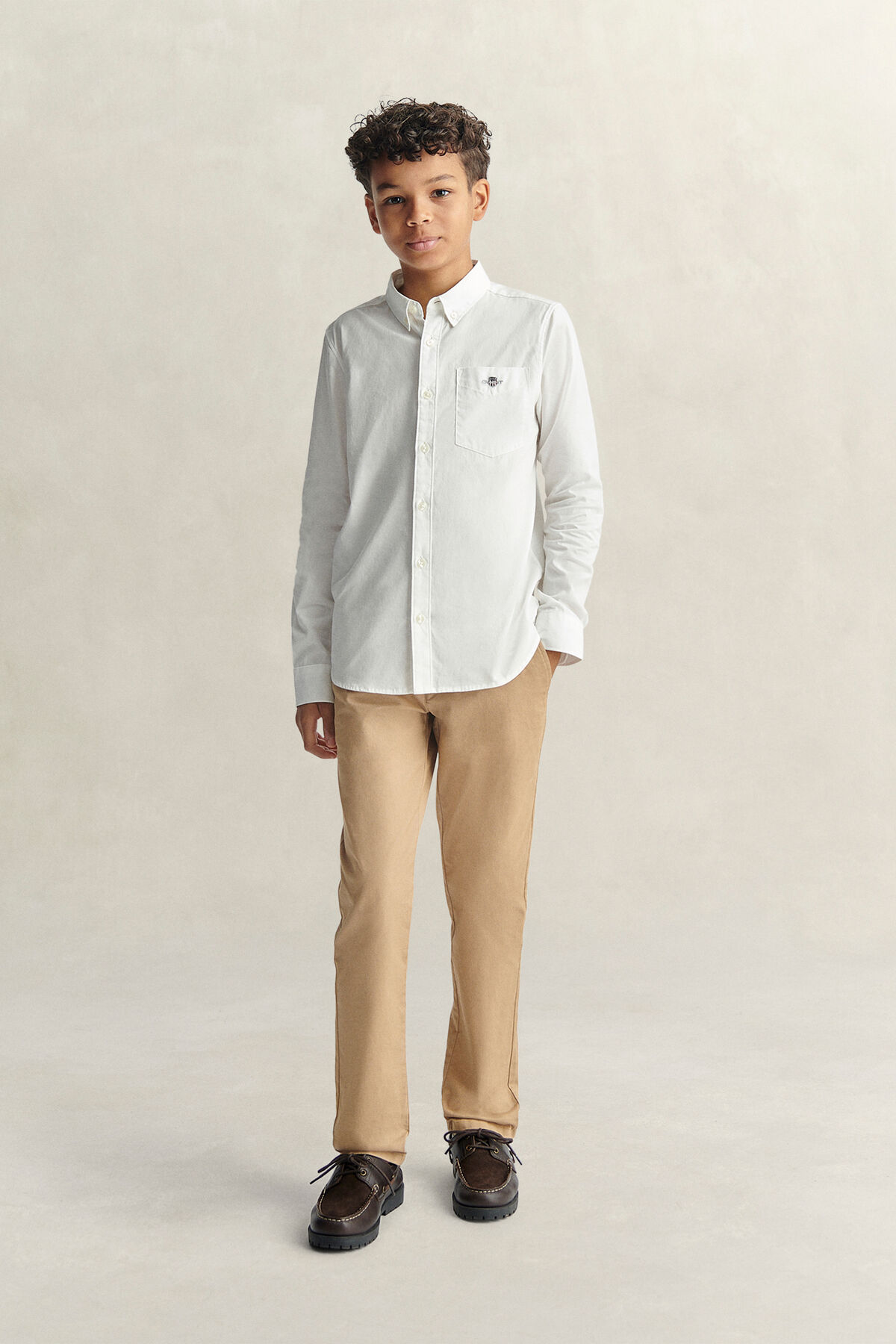 Teen Boys Shield Poplin Shirt — WHITE
