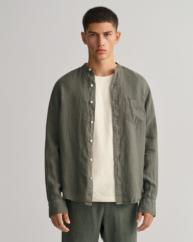 Regular Fit Garment-Dyed Linen Shirt