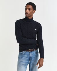 Cotton Cable Knit Turtleneck Sweater