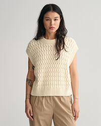 Textured Cotton Crew Neck Vest