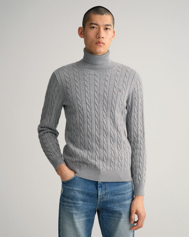 Cotton Cable Turtleneck Sweater
